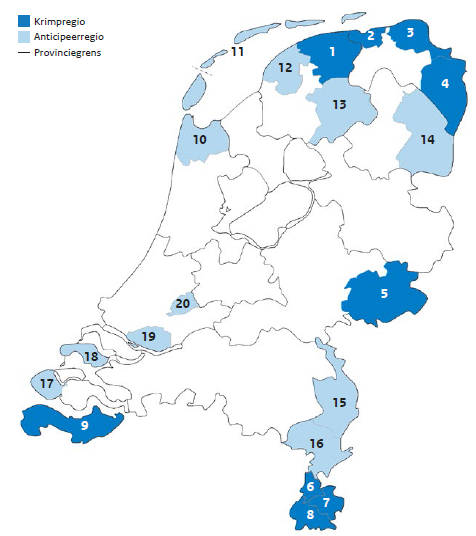 Krimpregio's van Nederland